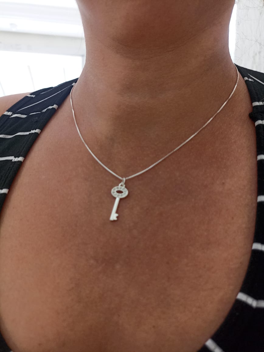 Colar Chave semijoia prata - Imagem 2