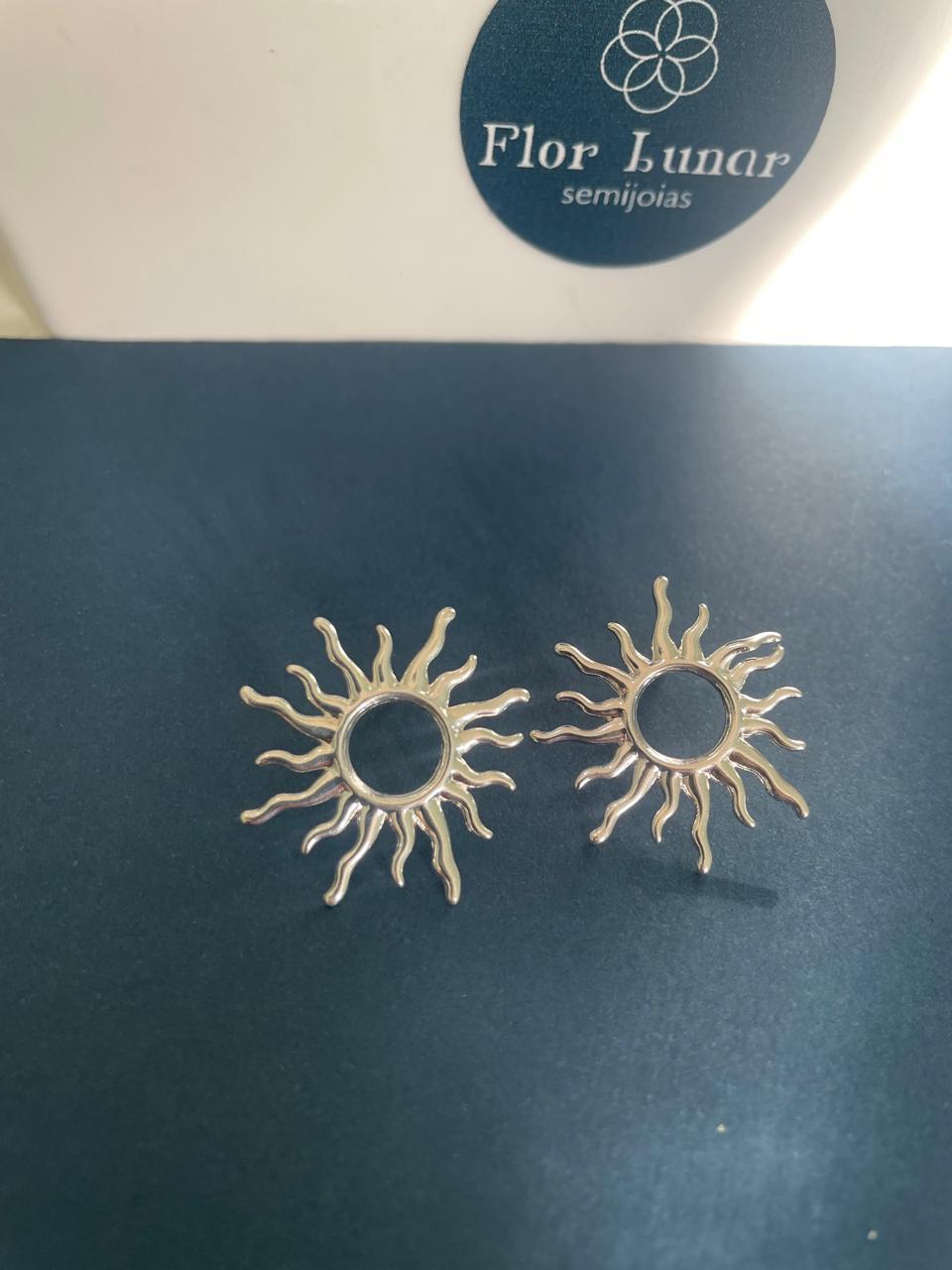 Brinco Sol Banhado a Prata 1000 Semijoia